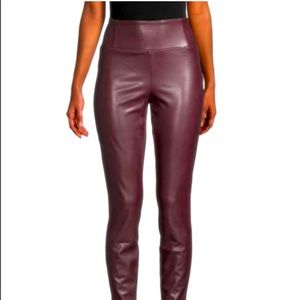 Laundry by Shelli Segal Burgundy Faux Leather Leggings NWT